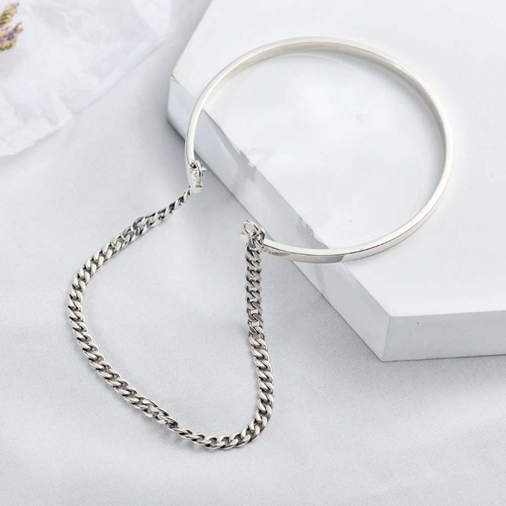 *NEW 925 Sterling Silver Layered Chain Cuff - Picture 7 of 10